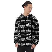 Load image into Gallery viewer, Koy King Focus Hoodie, All-over print. Front view, from one of the hottest Black-owned streetwear brands today.