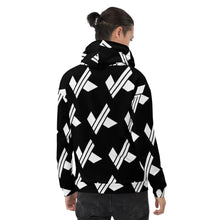 Load image into Gallery viewer, Koy King Multi-Emblem Hoodie, rear view, from one of the nicest Black-owned streetwear brands on the market.