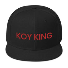 Load image into Gallery viewer, Koy King Snap Back (Black w/Text)Koy King Emblem Snapback cap (white), from one of the hottest Black-owned streetwear brands on the market today.