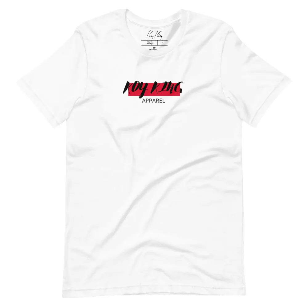 Koy King Apparel Tee, Black letters and red block, unisex t-shirt, from one of the hottest Black-owned streetwear brands on the market today.