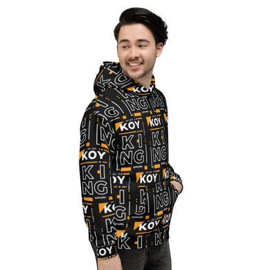 Koy King Block Pattern Hoodie (Black), Right  Side View from one of the hottest Black-owned streetwear brands today.
