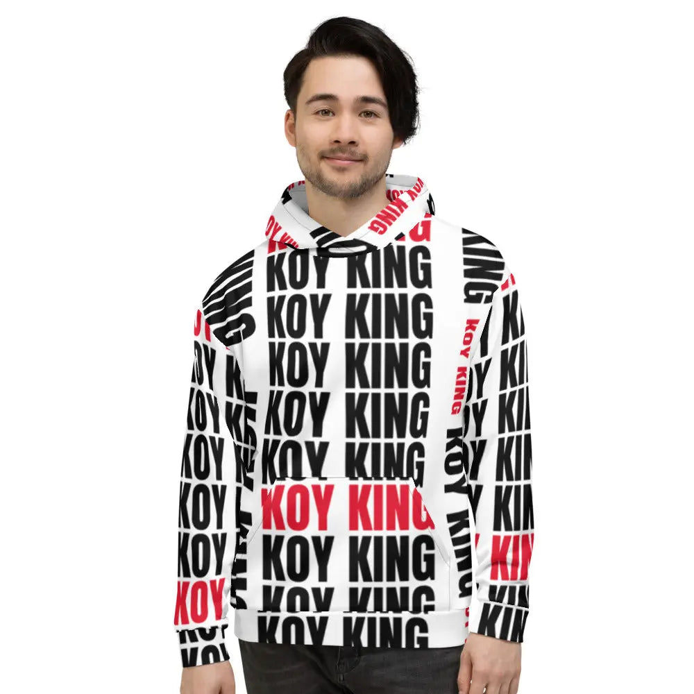 Koy King Grid Hoodie, front view, front one of the best Black-owned streetwear brands on the market.