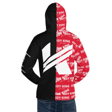 Load image into Gallery viewer, Koy King Jekyll/Hyde Hoodie, rear view, from one of the most notable Black-owned streetwear brands today.
