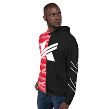 Load image into Gallery viewer, Koy King Jekyll/Hyde Hoodie, left front view, from one of best black-owned streetwear brands on the market today.
