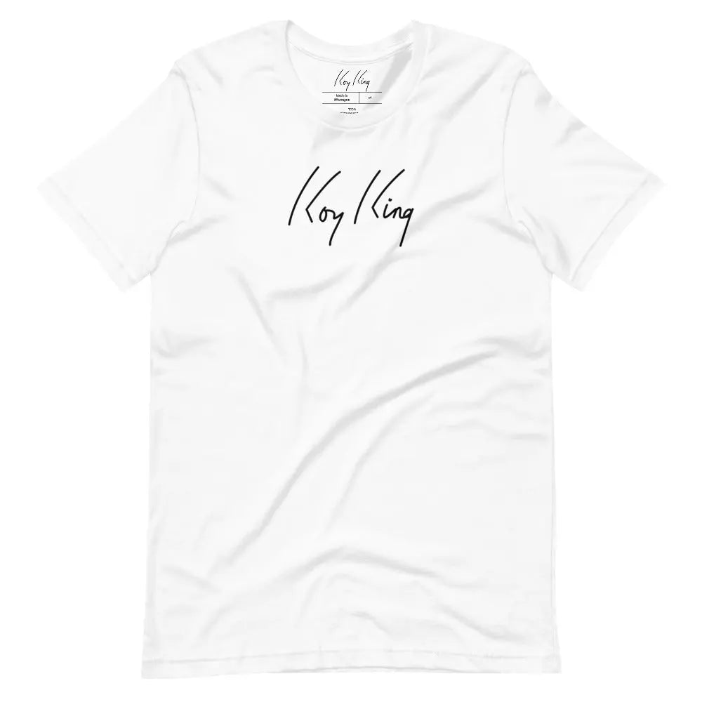 Koy King Signature T-Shirt (White), from one of the best Black-owned streetwear brands on the market today.