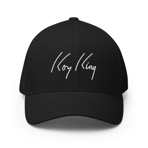 Koy King Structure Twill Cap, 6-panel cap, Black, front view, from one of the hottest Black-owned streetwear brands on the market.